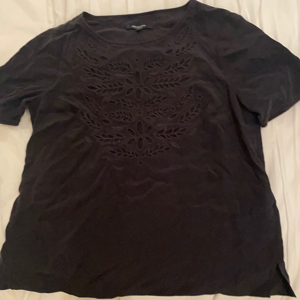 Madewell embroidered silk blouse in size XS